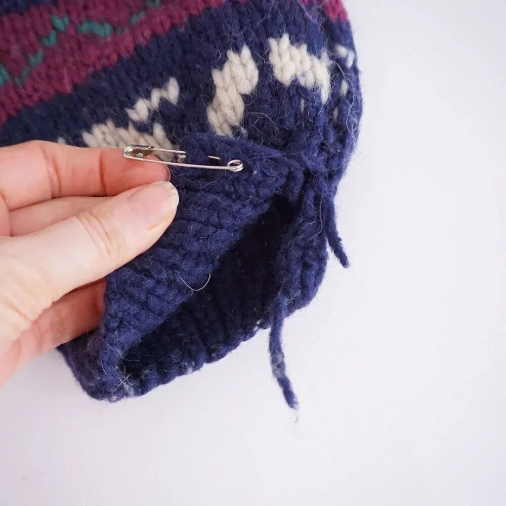 VTG '80S Rey Wear Purple Maroon Wool Cottagecore Chunky Knit Crewneck Sweater XL - Picture 12 of 12